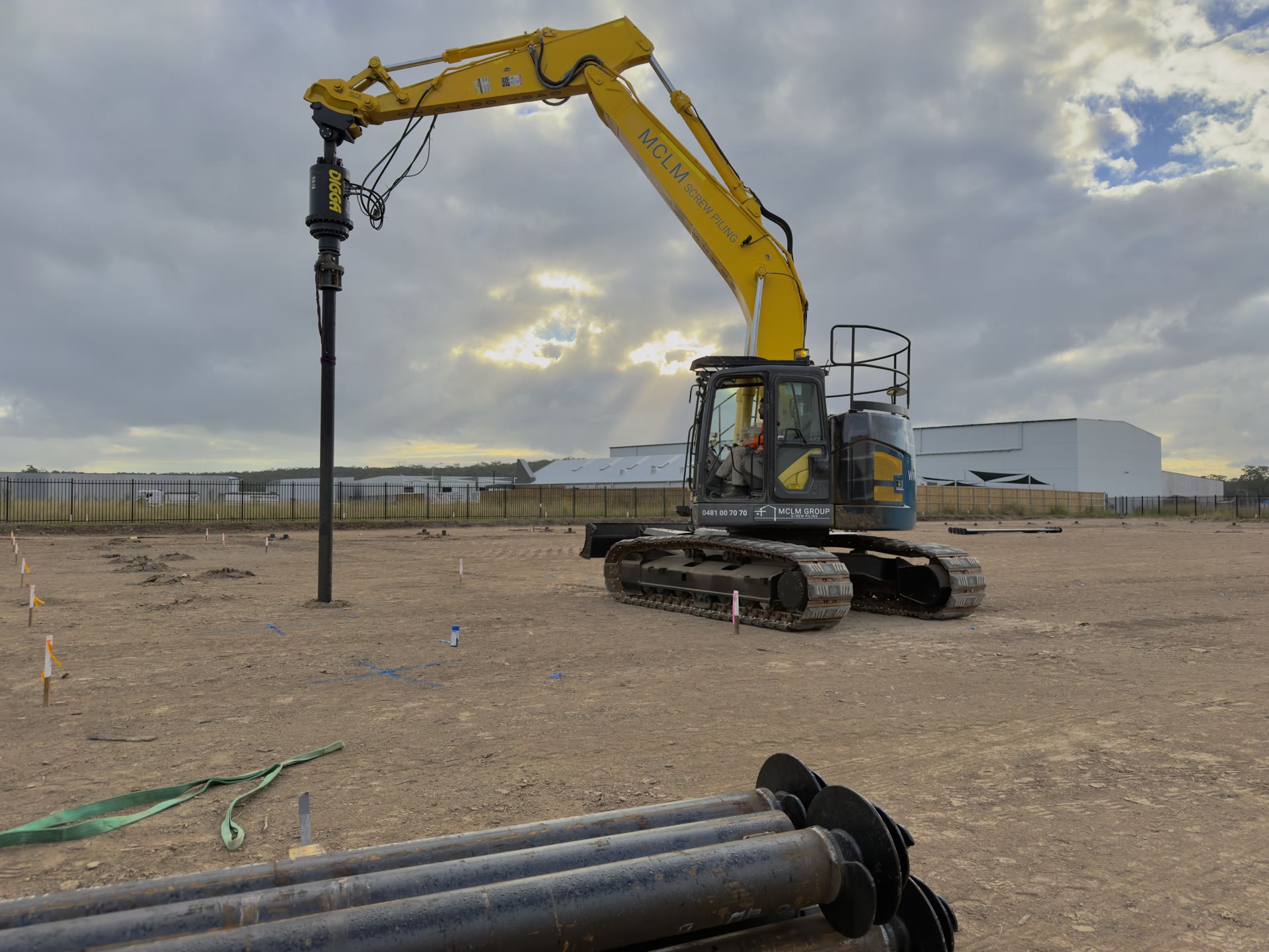 Piling equipment at work on a construction site